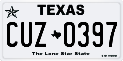 TX license plate CUZ0397
