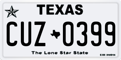 TX license plate CUZ0399