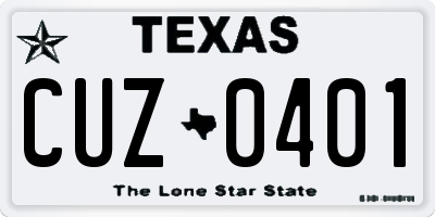 TX license plate CUZ0401