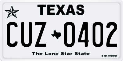 TX license plate CUZ0402