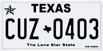 TX license plate CUZ0403