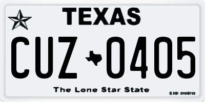 TX license plate CUZ0405