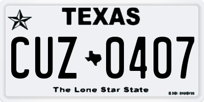 TX license plate CUZ0407