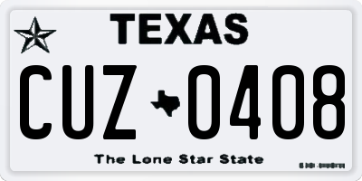 TX license plate CUZ0408