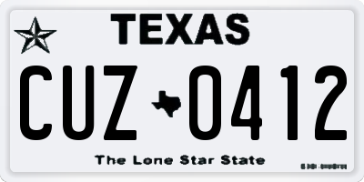 TX license plate CUZ0412