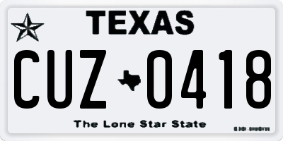 TX license plate CUZ0418
