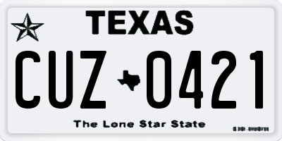 TX license plate CUZ0421