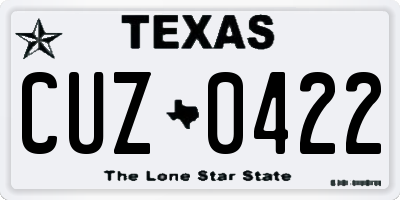 TX license plate CUZ0422