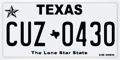 TX license plate CUZ0430