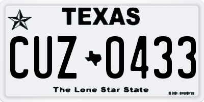 TX license plate CUZ0433