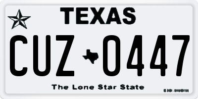 TX license plate CUZ0447