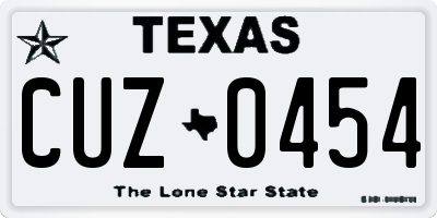 TX license plate CUZ0454