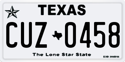 TX license plate CUZ0458