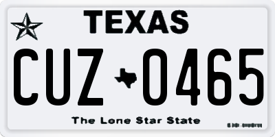 TX license plate CUZ0465