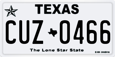 TX license plate CUZ0466