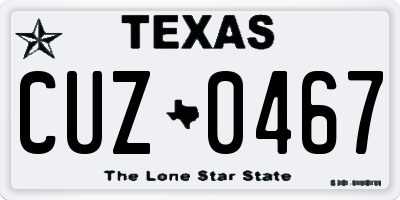 TX license plate CUZ0467