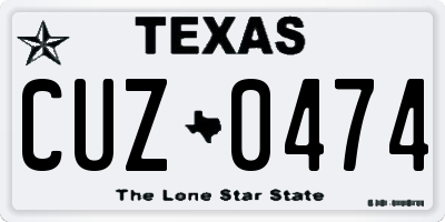 TX license plate CUZ0474