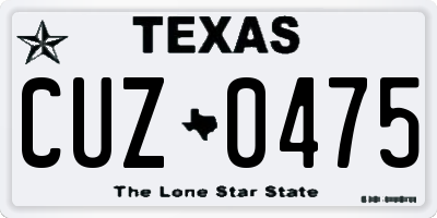 TX license plate CUZ0475