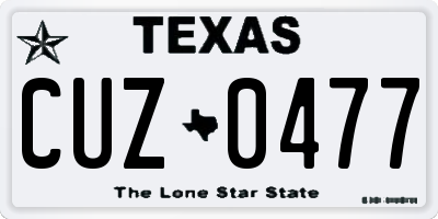 TX license plate CUZ0477