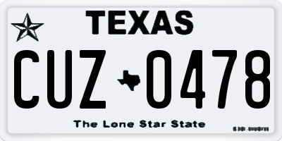 TX license plate CUZ0478