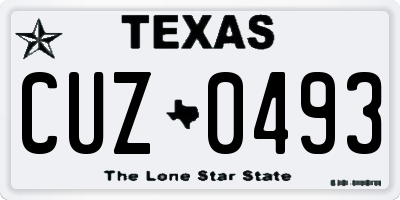TX license plate CUZ0493