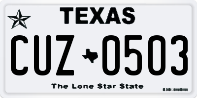 TX license plate CUZ0503