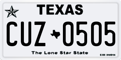 TX license plate CUZ0505
