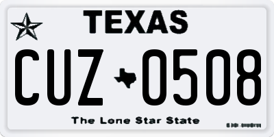 TX license plate CUZ0508