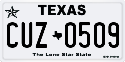 TX license plate CUZ0509
