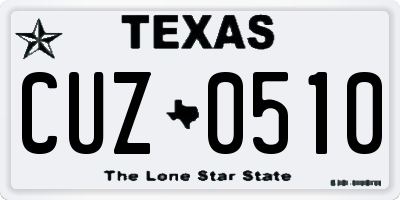 TX license plate CUZ0510