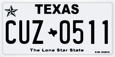 TX license plate CUZ0511