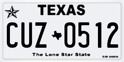 TX license plate CUZ0512
