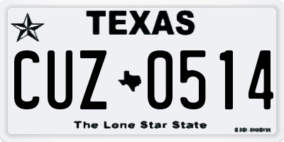 TX license plate CUZ0514