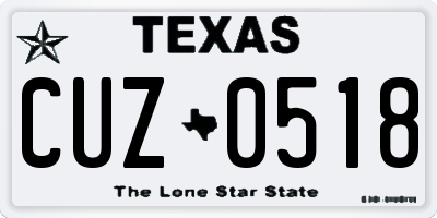 TX license plate CUZ0518