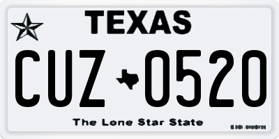 TX license plate CUZ0520