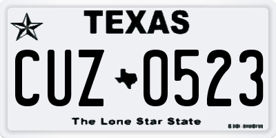 TX license plate CUZ0523