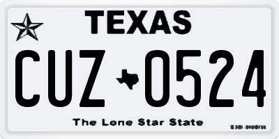 TX license plate CUZ0524