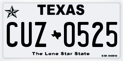 TX license plate CUZ0525
