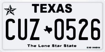 TX license plate CUZ0526