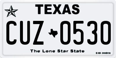TX license plate CUZ0530