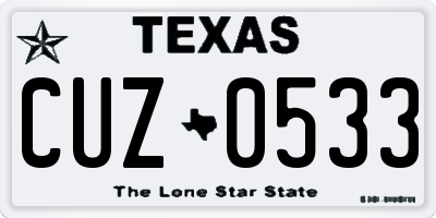 TX license plate CUZ0533