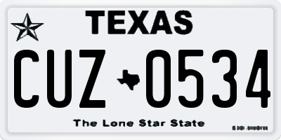 TX license plate CUZ0534