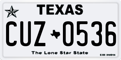TX license plate CUZ0536