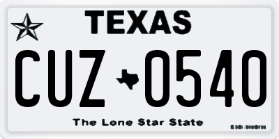 TX license plate CUZ0540