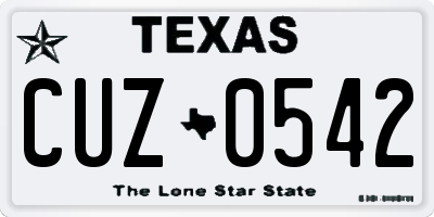 TX license plate CUZ0542