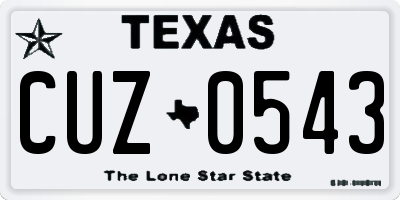 TX license plate CUZ0543