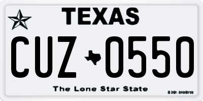 TX license plate CUZ0550