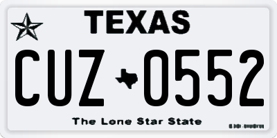 TX license plate CUZ0552
