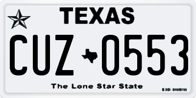 TX license plate CUZ0553