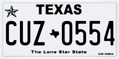 TX license plate CUZ0554